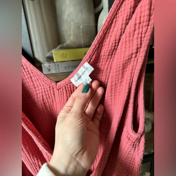 Summersalt Muslin Romper bows The Going Places Gauze Tie Shoulder rust terracota - Picture 5 of 7